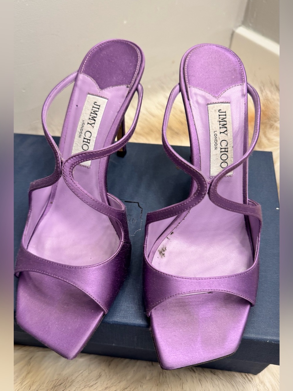 Jimmy Choo Lilac Satin Strappy Heels
